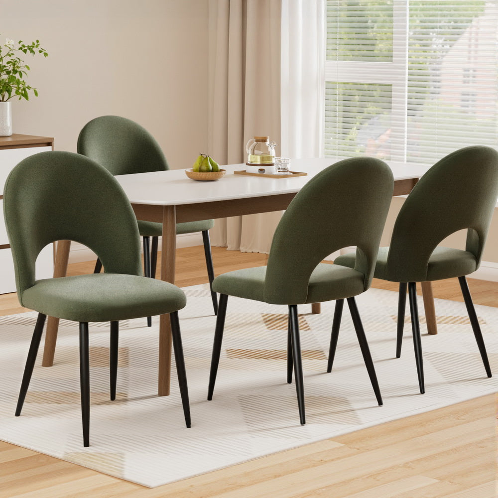 Artiss Velvet Hollow-Back Green Dining Chairs — Set of 4 — Allure Home Collections