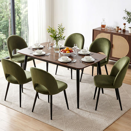 Ebenezer green velvet dining chair in a modern dining room