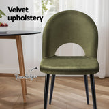 Ebenezer green velvet dining chair in a modern dining room