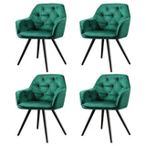 Artiss Velvet Diamond-Tufted Armchair Dining Chairs — Set of 4, Green or Blue — Allure Home Collections