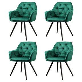 Artiss Velvet Diamond-Tufted Armchair Dining Chairs — Set of 4, Green or Blue — Allure Home Collections