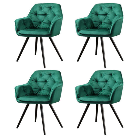Artiss Velvet Diamond-Tufted Armchair Dining Chairs — Set of 4, Green or Blue — Allure Home Collections