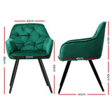 Artiss Velvet Diamond-Tufted Armchair Dining Chairs — Set of 4, Green or Blue — Allure Home Collections