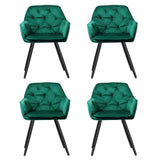 Artiss Velvet Diamond-Tufted Armchair Dining Chairs — Set of 4, Green or Blue — Allure Home Collections