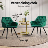 Artiss Velvet Diamond-Tufted Armchair Dining Chairs — Set of 4, Green or Blue — Allure Home Collections