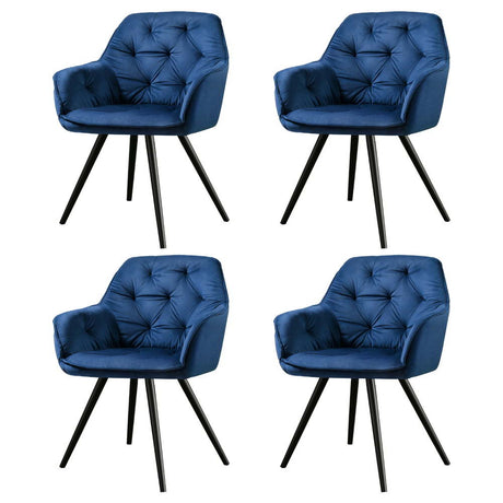 Artiss Velvet Diamond-Tufted Armchair Dining Chairs — Set of 4, Green or Blue — Allure Home Collections