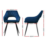 Artiss Velvet Hollow-Back Armchair Dining Chairs — Blue, Set of 4 — Allure Home Collections