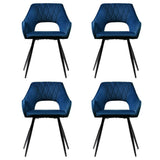 Artiss Velvet Hollow-Back Armchair Dining Chairs — Blue, Set of 4 — Allure Home Collections