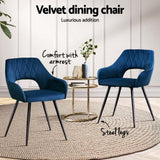 Artiss Velvet Hollow-Back Armchair Dining Chairs — Blue, Set of 4 — Allure Home Collections