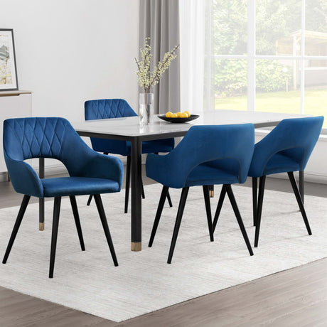 Artiss Velvet Hollow-Back Armchair Dining Chairs — Blue, Set of 4 — Allure Home Collections