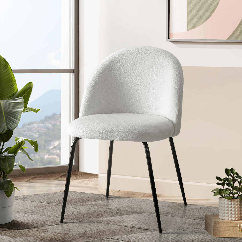 Angaston Winged Dining Chair, White Sherpa 2pcs