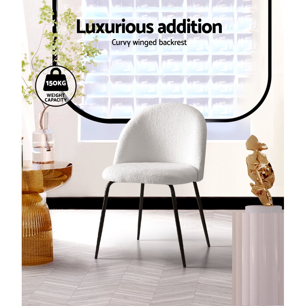Angaston Winged Dining Chair, White Sherpa 2pcs
