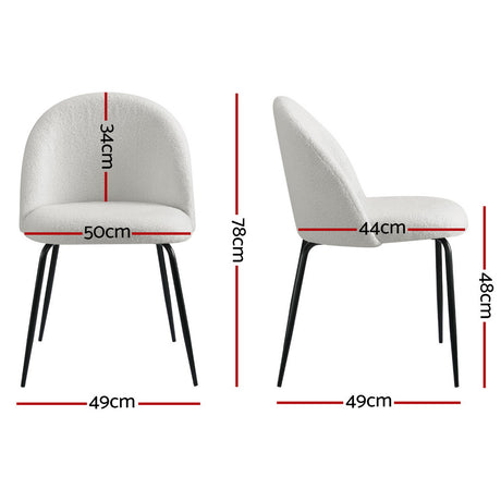 Luxury Sherpa Boucle White Dining Chairs Set