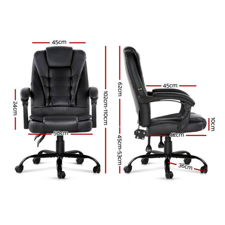 Artiss Executive Massage Office Chair — Black PU Leather, 2-Zone Vibration — Allure Home Collections