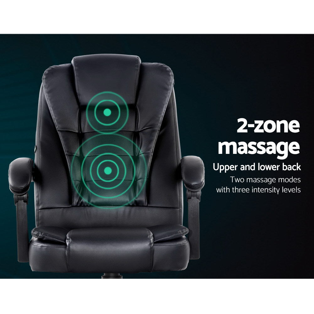 Artiss Executive Massage Office Chair — Black PU Leather, 2-Zone Vibration — Allure Home Collections