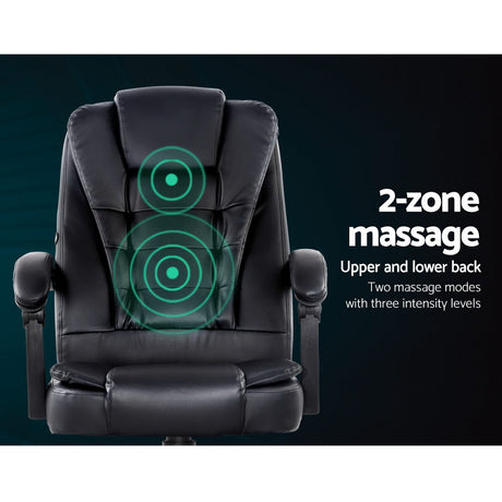 Artiss Executive Massage Office Chair — Black PU Leather, 2-Zone Vibration — Allure Home Collections