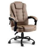 Artiss Executive Massage Office Chair — Brown PU Leather, 2-Zone Vibration — Allure Home Collections