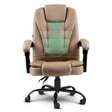 Artiss Executive Massage Office Chair — Brown PU Leather, 2-Zone Vibration — Allure Home Collections