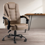 Artiss Executive Massage Office Chair — Brown PU Leather, 2-Zone Vibration — Allure Home Collections