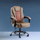 Artiss Executive Massage Office Chair — Brown PU Leather, 2-Zone Vibration — Allure Home Collections