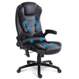 Artiss 8-Point Heated Massage Office Chair — Reclining, Black PU Leather — Allure Home Collections