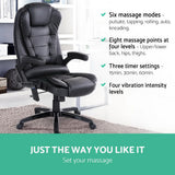 Artiss 8-Point Heated Massage Office Chair — Reclining, Black PU Leather — Allure Home Collections