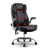 Artiss 8-Point PU Leather Massage Office Chair — High-Back, Black — Allure Home Collections