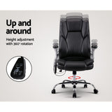 Artiss 8-Point PU Leather Massage Office Chair — High-Back, Black — Allure Home Collections