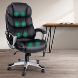 Artiss 8-Point Massage Office Chair with Heated Seat — Black PU Leather — Allure Home Collections