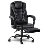Artiss 2-Zone Ergonomic Massage Office Chair with Footrest — Black PU Leather — Allure Home Collections