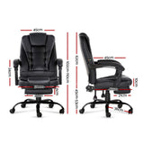 Artiss 2-Zone Ergonomic Massage Office Chair with Footrest — Black PU Leather — Allure Home Collections