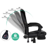 Artiss 2-Zone Ergonomic Massage Office Chair with Footrest — Black PU Leather — Allure Home Collections