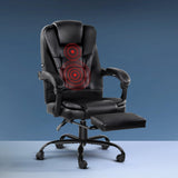 Artiss 2-Zone Ergonomic Massage Office Chair with Footrest — Black PU Leather — Allure Home Collections