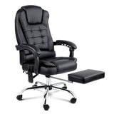 Artiss 8-Point Massage Office Chair with Footrest — Black PU Leather — Allure Home Collections