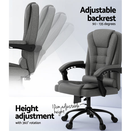 Artiss 2-Point Massage Office Chair — Black Fabric — Allure Home Collections