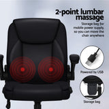 Artiss Mid-Back 2-Zone Vibration Massage Office Chair — Black Faux Leather — Allure Home Collections