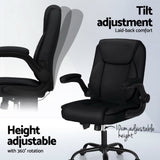 Artiss Mid-Back 2-Zone Vibration Massage Office Chair — Black Faux Leather — Allure Home Collections