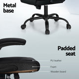 Artiss Mid-Back 2-Zone Vibration Massage Office Chair — Black Faux Leather — Allure Home Collections