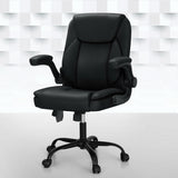 Artiss Mid-Back 2-Zone Vibration Massage Office Chair — Black Faux Leather — Allure Home Collections