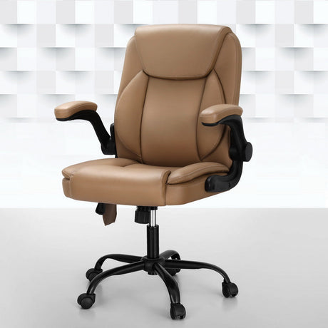 Artiss Mid-Back 2-Zone Vibration Massage Office Chair — Black Faux Leather — Allure Home Collections