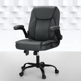 Artiss Mid-Back 2-Zone Vibration Massage Office Chair — Black Faux Leather — Allure Home Collections
