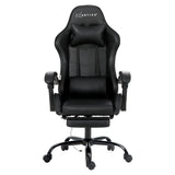Artiss 2-Zone Massage Gaming Office Chair with Footrest — Black PVC Leather — Allure Home Collections