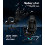 Artiss 2-Zone Massage Gaming Office Chair with Footrest — Black PVC Leather — Allure Home Collections