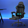 Artiss 2-Zone Massage Gaming Office Chair with Footrest — Black PVC Leather — Allure Home Collections