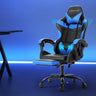 Artiss 2-Zone Massage Gaming Office Chair with Footrest — Black PVC Leather — Allure Home Collections