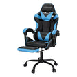 Artiss 2-Zone Massage Gaming Office Chair with Footrest — Cyan Blue PVC Leather — Allure Home Collections
