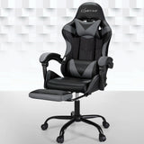 Artiss 2-Zone Massage Gaming Office Chair with Footrest — Cyan Blue PVC Leather — Allure Home Collections