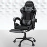 Artiss 2-Zone Massage Gaming Office Chair with Footrest — Cyan Blue PVC Leather — Allure Home Collections