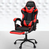 Artiss 2-Zone Massage Gaming Office Chair with Footrest — Cyan Blue PVC Leather — Allure Home Collections