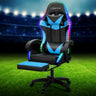 Artiss 6-Point Massage Gaming Office Chair — 7 LED Colours, Footrest, Black PVC — Allure Home Collections